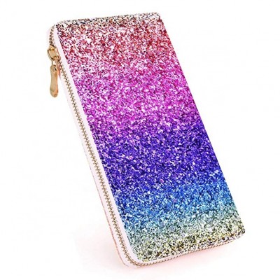 premium quality PU leather and metal zipper rainbow purse