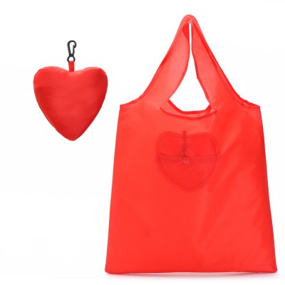 Eco Popular Folding Foldable Hanging Handle Shopping Gift Bag Tote Shop bag with Heart Shaped