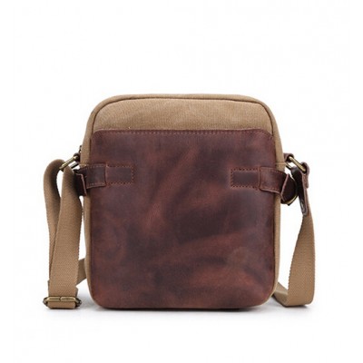 Boys Vintage Canvas Leather Khaki Messenger Computer Pouch Bag for Business Outdoor