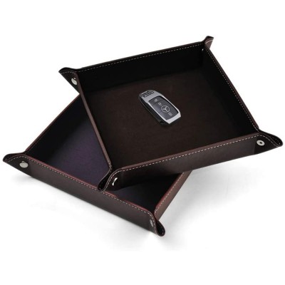 Personalized Desk Vegan PU Leather Small Catchall Tray Organizer