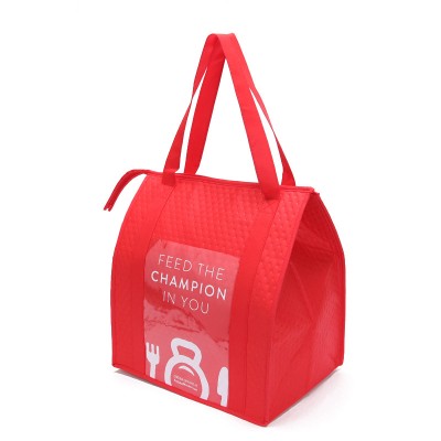 Eco Custom Logo Non Woven Cooler Bag with Front PVC Pocket