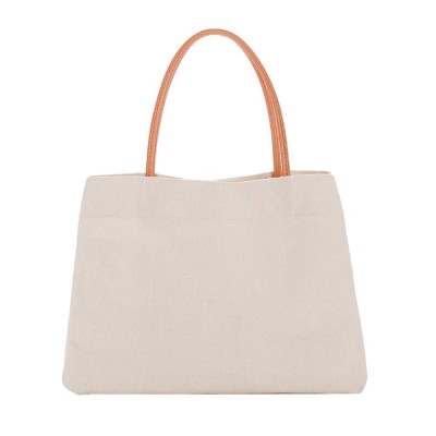 High Quality PU Handle Canvas Tote Bag with custom Printed Logo