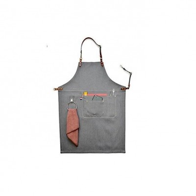 Grey Canvas Work Apron Barista Apron With Adjustable Dermal cortical Band Tool Apron