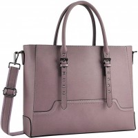 15.6 Inch Laptop Tote Multi-Pocket Work Tote Bag Leather Computer Bag Woman