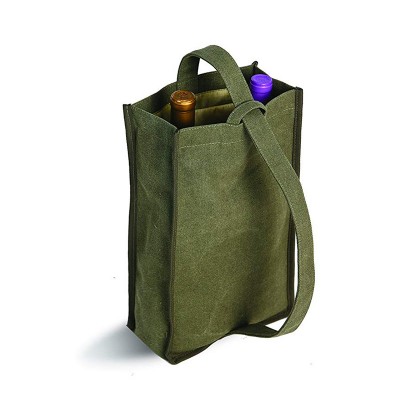 Promotional Custom Waterproof Wax Canvas Insulated Wine Tote Bag Portable Durable Wine Bag