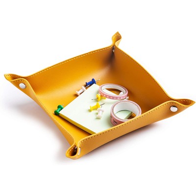 Personalized Desk Leather Small Catchall Tray Organizer