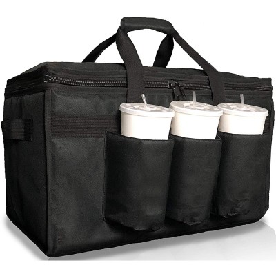 Extra Large Durable Insulated Food Delivery Bag with Cup Holders