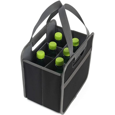 Heavy Duty Collapsible Foldable 6 Bottle Wine Bag Carrier Caddy