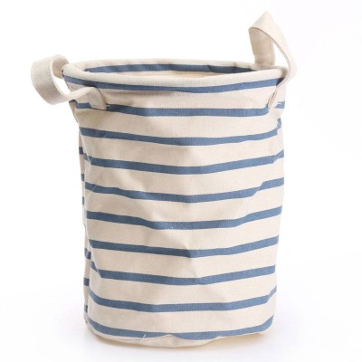 Stylish Cotton Stripe Foldable Laundry Basket Case Washing Bag Hamper for Clothes Bathroom Home Bra Lingerie