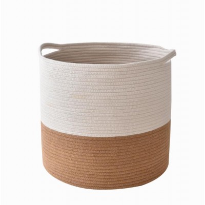 Natural Laundry Hamper Cotton Rope Basket Decorative Clothes Hamper Basket