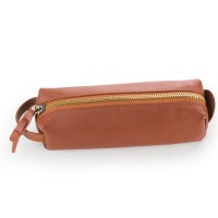 Handmade Brown Leather Pencil Case Pen Bag Organizer Purse for Men Women StorageCoin Crayon Eraser Tape